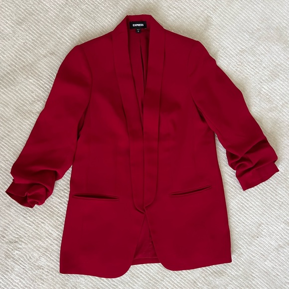 Express Paperbag Highrise Ankle Pants (4R) and Blazer (Small) Set Red - Picture 8 of 16